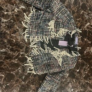 L'ATISTE Multicolor Tweed Blazer and skirt with Fringe